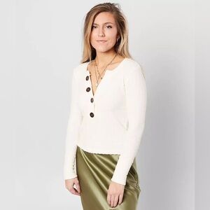 Free People Womens Oliver Henley Long Sleeve Tee small